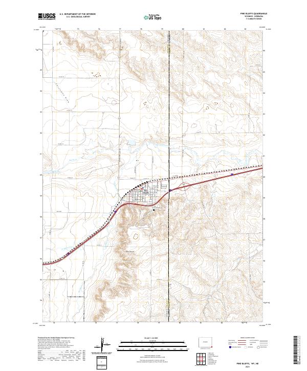 Pine Bluffs, WY-NE — USGS 7.5-minute topo (2021)