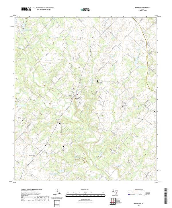 Round Top, TX — USGS 7.5-minute topo (2022)
