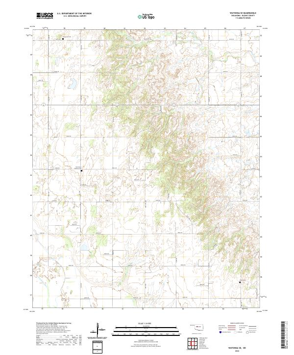 Watonga SE, OK — USGS 7.5-minute topo (2022)