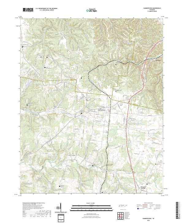 Summertown, TN — USGS 7.5-minute topo (2022)