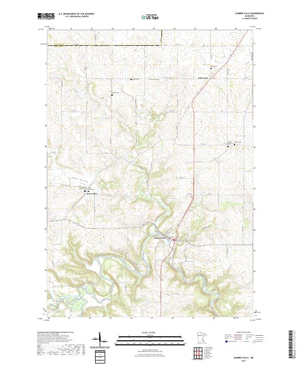Zumbro Falls, MN — USGS 7.5-minute topo (2022)