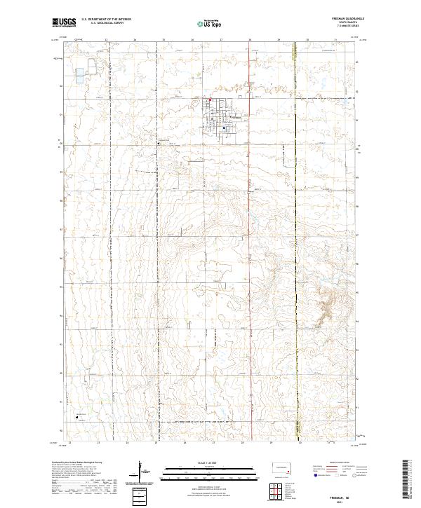 Freeman, SD — USGS 7.5-minute topo (2021)