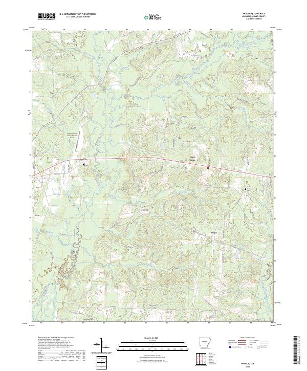 Prague, AR — USGS 7.5-minute topo (2024)