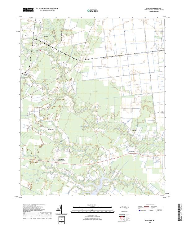 Pinetown, NC — USGS 7.5-minute topo (2022)