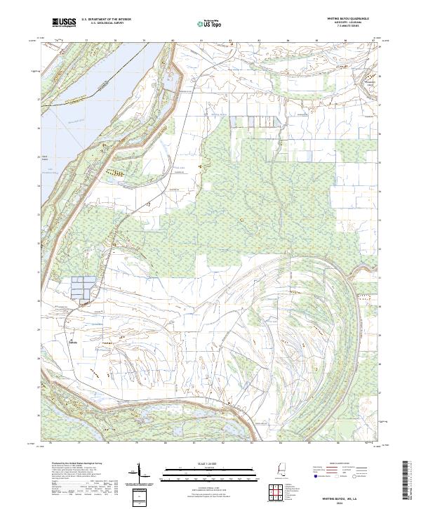 Whiting Bayou, MS-LA — USGS 7.5-minute topo (2024)