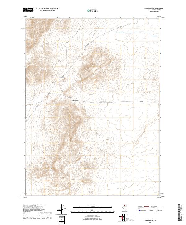 Izzenhood Gap, NV — USGS 7.5-minute topo (2021)