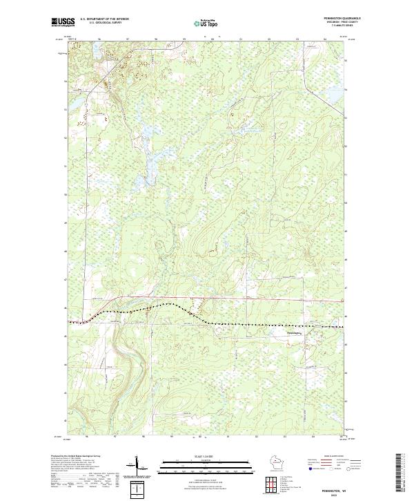 Pennington, WI — USGS 7.5-minute topo (2022)