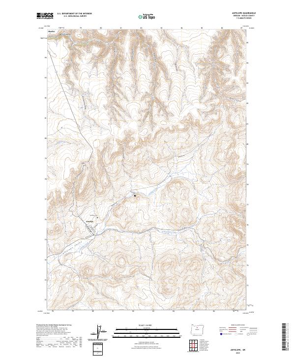 Antelope, OR — USGS 7.5-minute topo (2023)