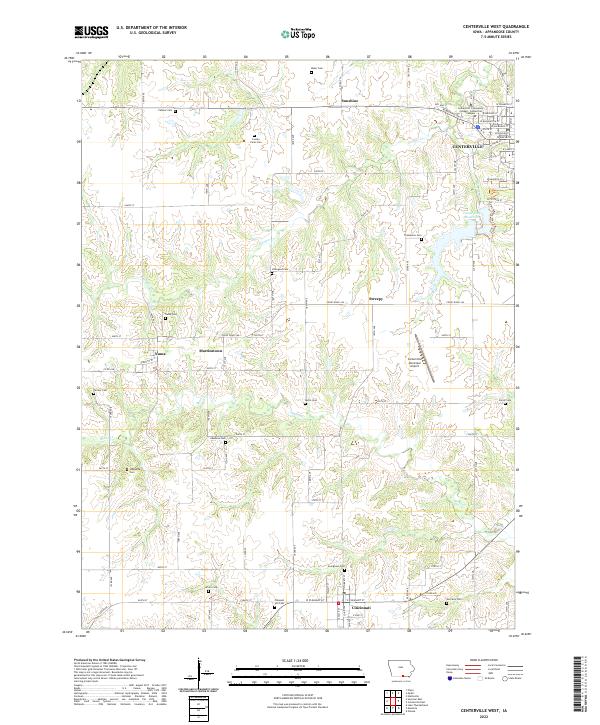 Centerville West, IA — USGS 7.5-minute topo (2022)