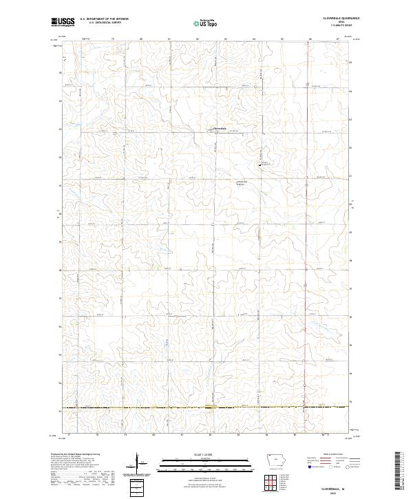Cloverdale, IA — USGS 7.5-minute topo (2022)
