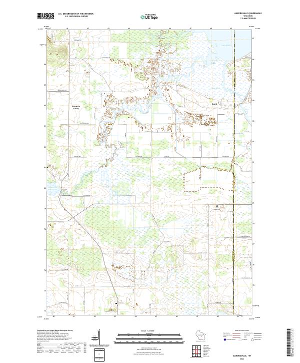 Auroraville, WI — USGS 7.5-minute topo (2022)