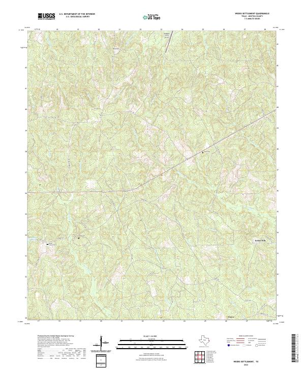 Weeks Settlement, TX — USGS 7.5-minute topo (2022)