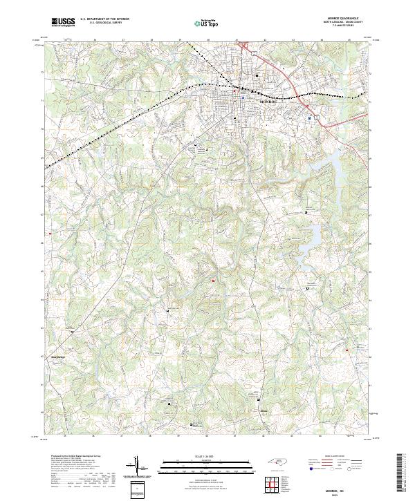 Monroe, NC — USGS 7.5-minute topo (2022)