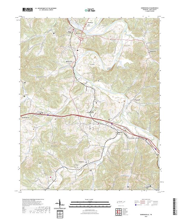 Gordonsville, TN — USGS 7.5-minute topo (2022)