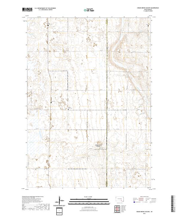 Cedar Grove Colony, SD — USGS 7.5-minute topo (2021)