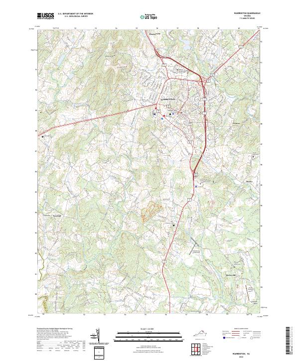 Warrenton, VA — USGS 7.5-minute topo (2022)