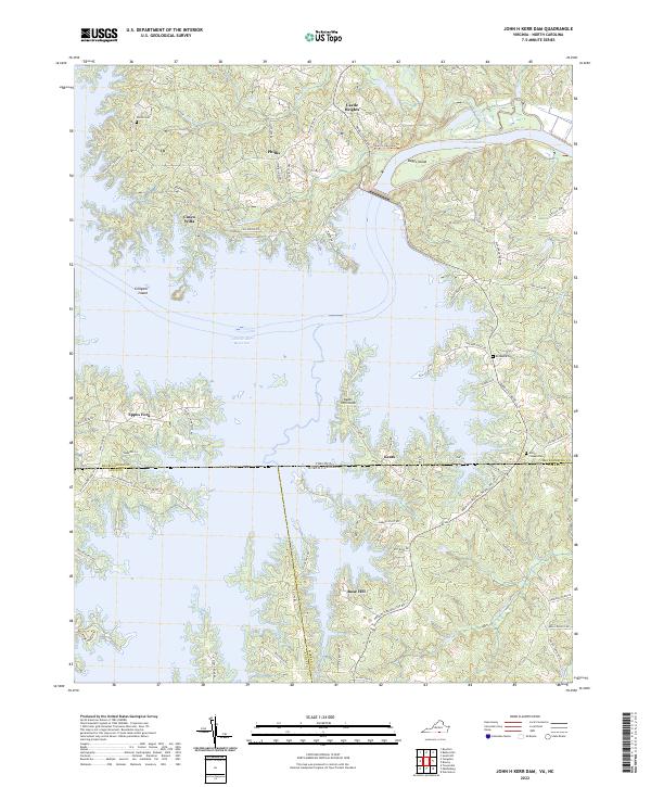 John H Kerr Dam, VA-NC — USGS 7.5-minute topo (2022)