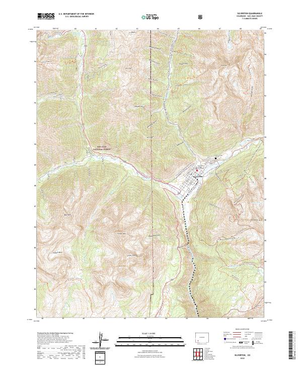 Silverton, CO — USGS 7.5-minute topo (2022)