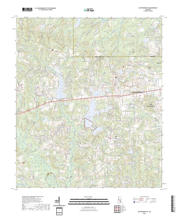 Hattiesburg SW, MS — USGS 7.5-minute topo (2024)