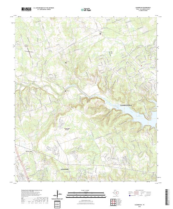 Leander NE, TX — USGS 7.5-minute topo (2022)