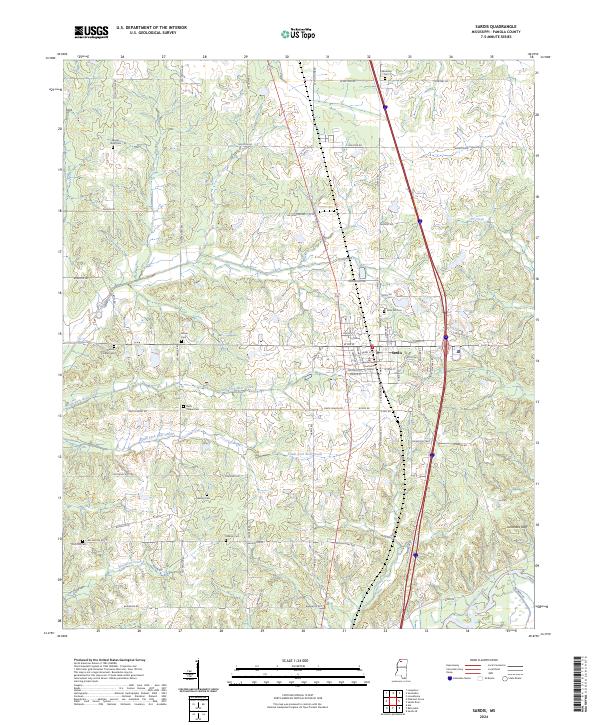 Sardis, MS — USGS 7.5-minute topo (2024)