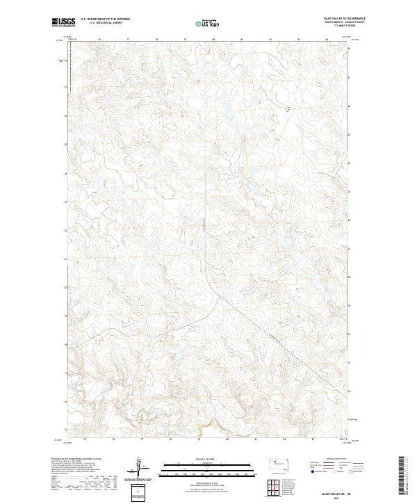 Glad Valley SE, SD — USGS 7.5-minute topo (2021)