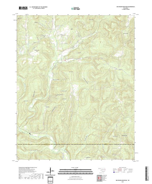 Big Round Mountain, OK — USGS 7.5-minute topo (2022)