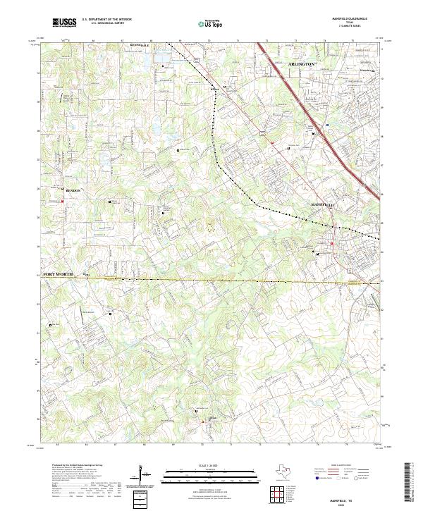 Mansfield, TX — USGS 7.5-minute topo (2022)