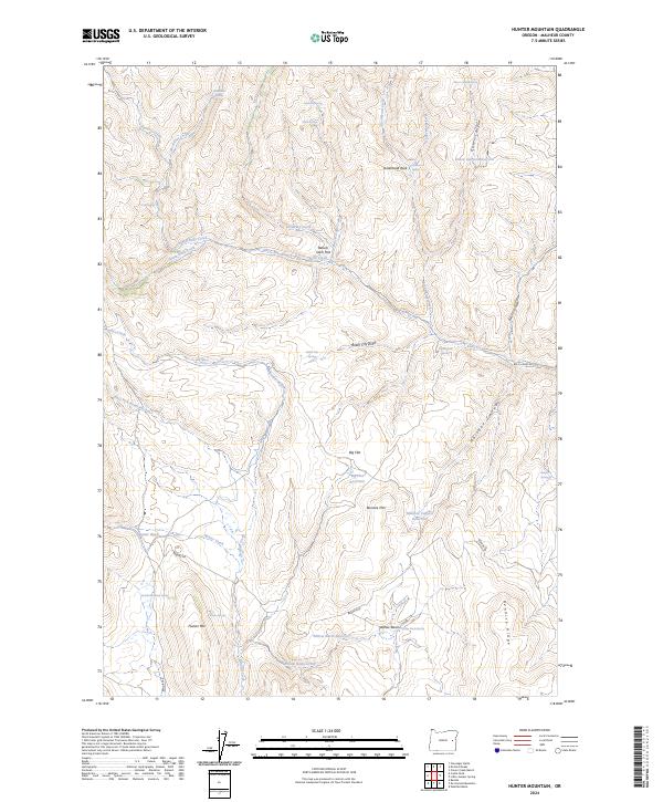 Hunter Mountain, OR — USGS 7.5-minute topo (2024)