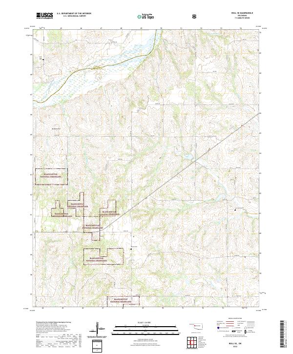 Roll SE, OK — USGS 7.5-minute topo (2022)