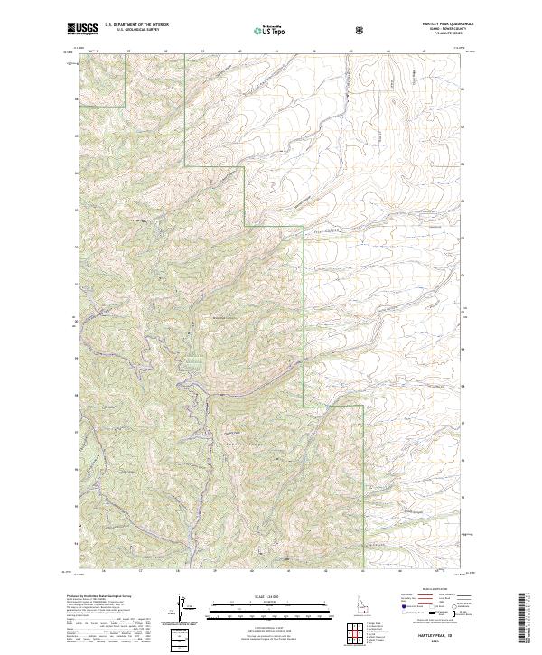 Hartley Peak, ID — USGS 7.5-minute topo (2023)