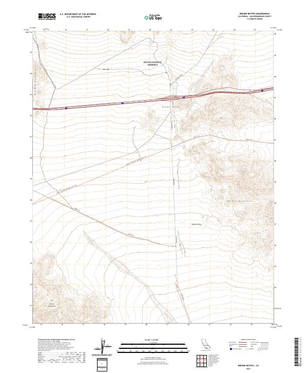 Brown Buttes, CA — USGS 7.5-minute topo (2021)