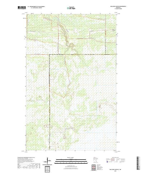 Mulligan Lake NE, MN — USGS 7.5-minute topo (2022)