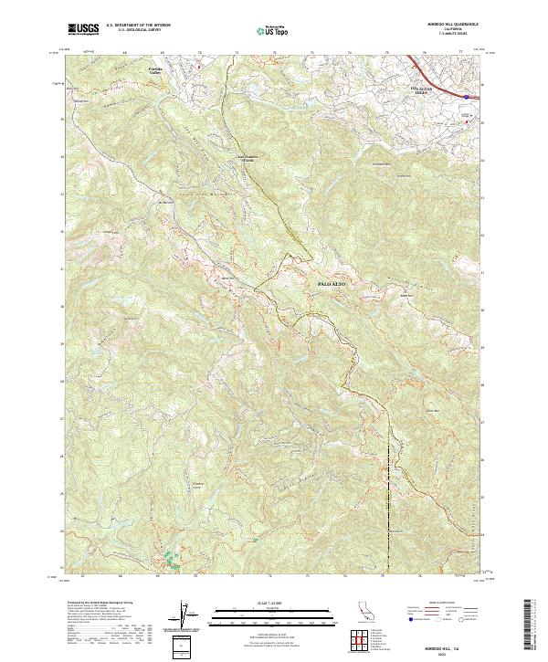 Mindego Hill, CA — USGS 7.5-minute topo (2022)