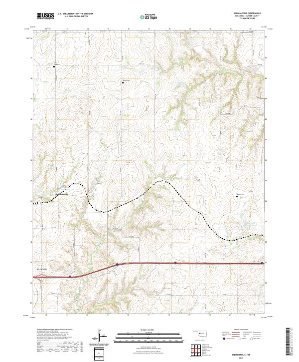 Indianapolis, OK — USGS 7.5-minute topo (2022)