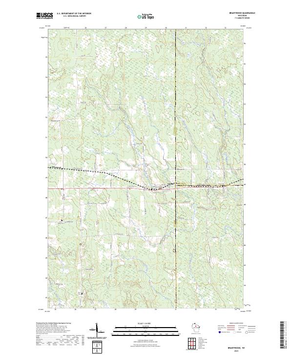Brantwood, WI — USGS 7.5-minute topo (2023)