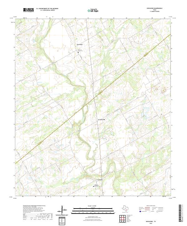 Kosciusko, TX — USGS 7.5-minute topo (2022)