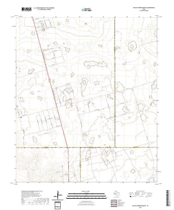 South Cowden Ranch, TX — USGS 7.5-minute topo (2022)