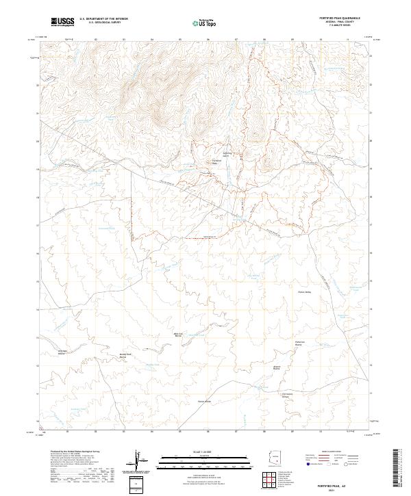 Fortified Peak, AZ — USGS 7.5-minute topo (2021)