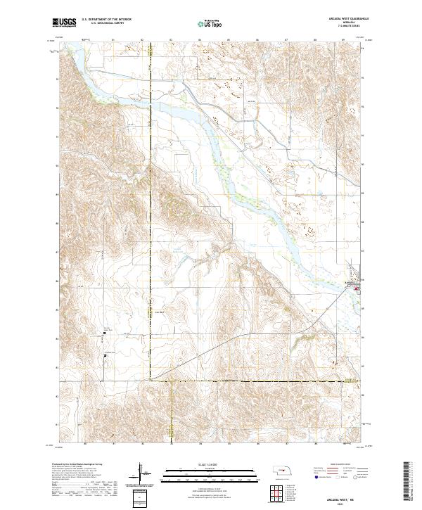 Arcadia West, NE — USGS 7.5-minute topo (2021)