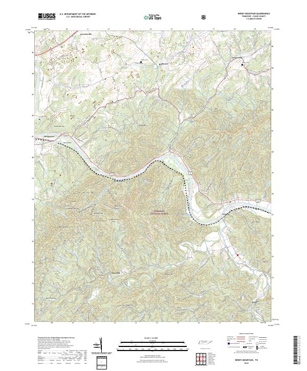 Neddy Mountain, TN — USGS 7.5-minute topo (2022)