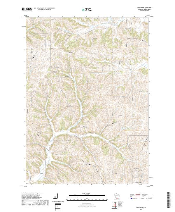 Monroe NW, WI — USGS 7.5-minute topo (2022)