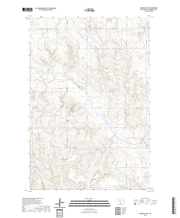 Kiefer Buttes, ND — USGS 7.5-minute topo (2024)