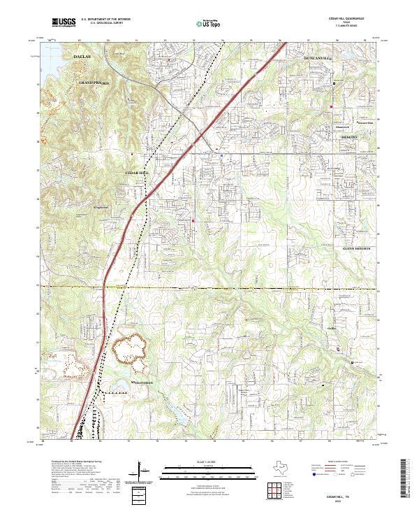 Cedar Hill, TX — USGS 7.5-minute topo (2022)