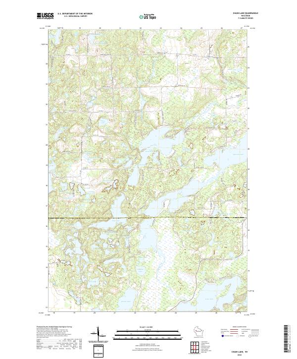 Chain Lake, WI — USGS 7.5-minute topo (2022)