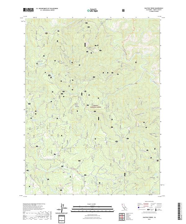 Halfway Ridge, CA — USGS 7.5-minute topo (2021)