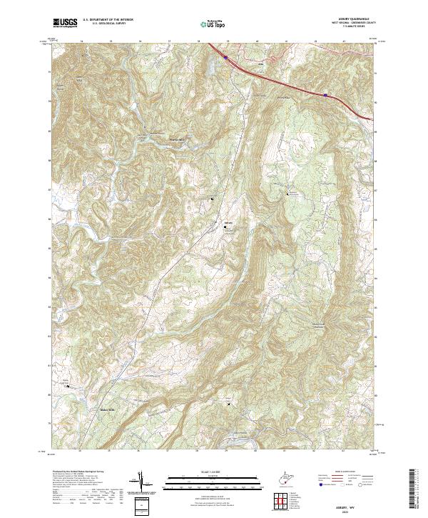 Asbury, WV — USGS 7.5-minute topo (2023)