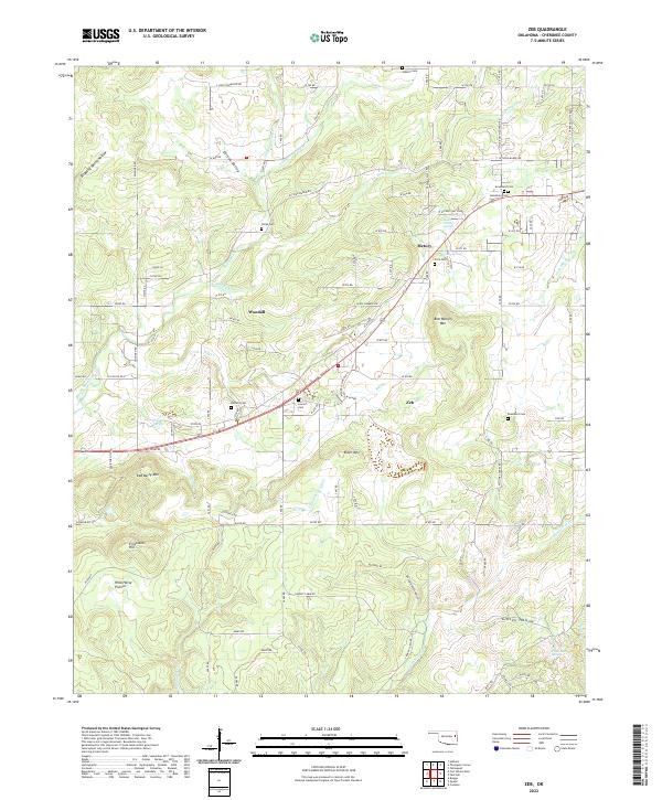 Zeb, OK — USGS 7.5-minute topo (2022)
