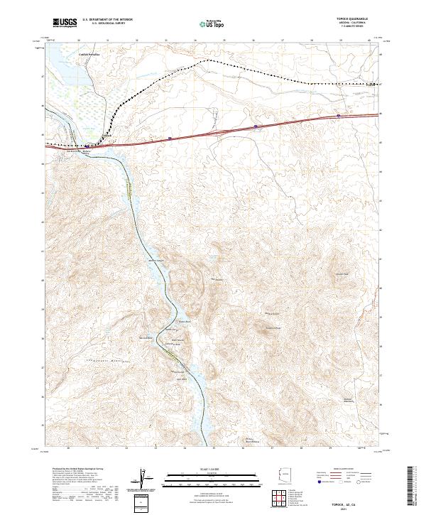 Topock, AZ-CA — USGS 7.5-minute topo (2021)