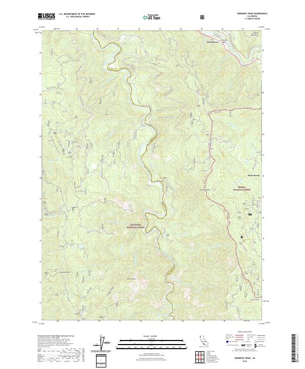 Hennessy Peak, CA — USGS 7.5-minute topo (2022)